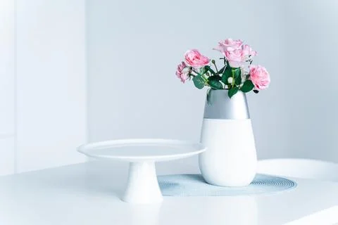 Cake stand, white in the kitchen Stock Photos