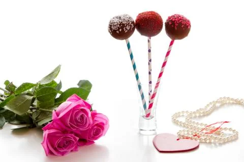Cake on a stick Cake pops Stock Photos
