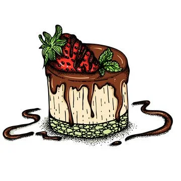 Cake with strawberries Stock Illustration