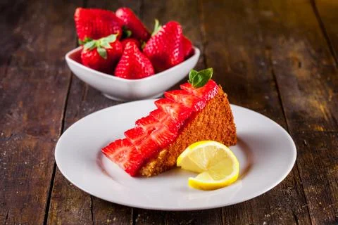 Cake with strawberries Stock Photos