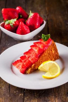 Cake with strawberries Stock Photos