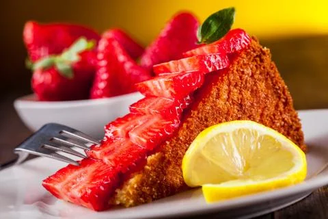 Cake with strawberries Stock Photos