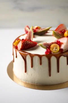 Cake with strawberries Stock Photos