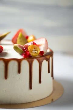 Cake with strawberries Stock Photos