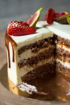 Cake with strawberries Stock Photos