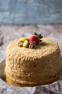 Cake with strawberries Stock Photos
