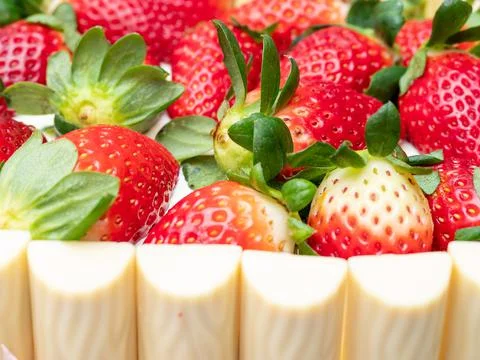 Cake with strawberries. Stock Photos