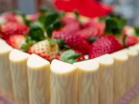 Cake with strawberries. Stock Photos
