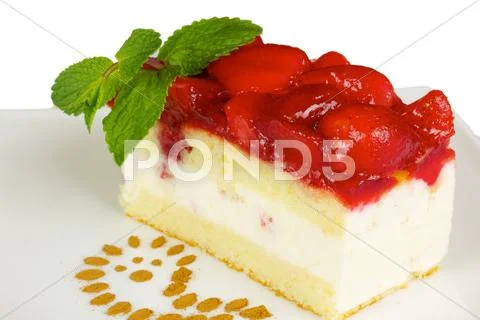 Cake with strawberry topping Stock Photos