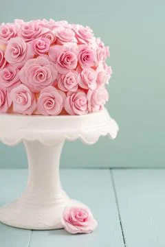 Cake with sugar roses Stock Photos