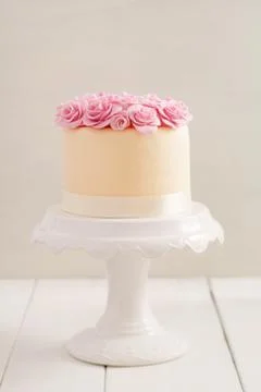 Cake with sugar roses Stock Photos