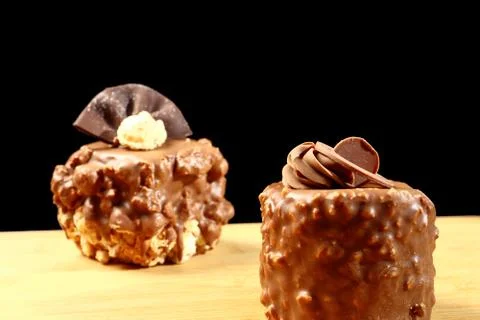 The cake on the table. Black background Stock-Fotos