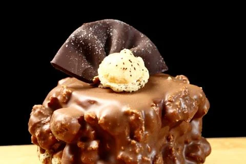 The cake on the table. Black background Foto stock