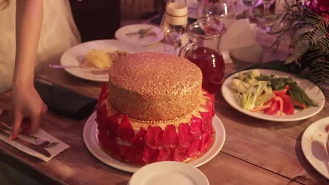 Cake on the table Stock Footage 159897843