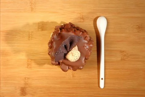 The cake on the table. The view from the top Stock Photos