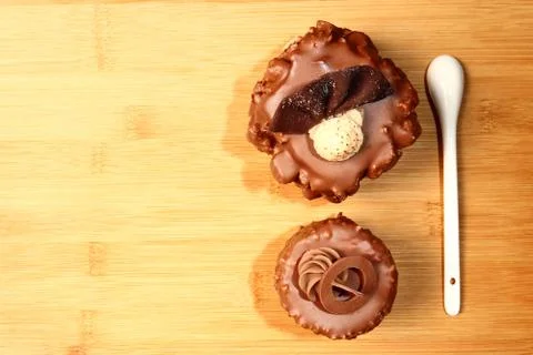 The cake on the table. The view from the top Stock-Fotos