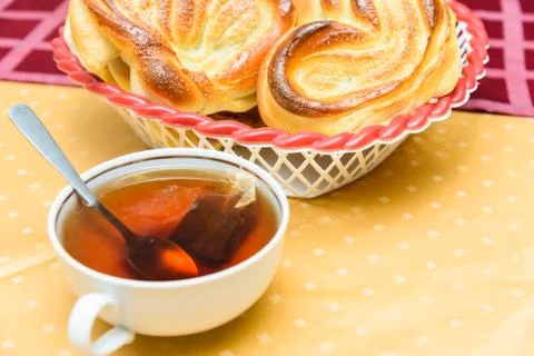 Cake with tea Stock Photos