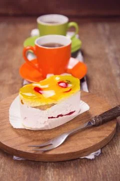 Cake with tea Stock Photos