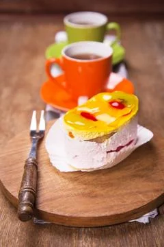 Cake with tea Stock Photos