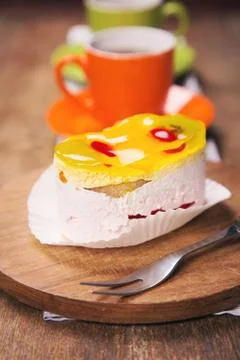 Cake with tea Stock Photos