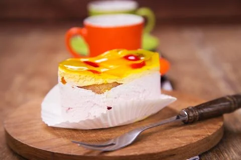 Cake with tea 스톡 사진