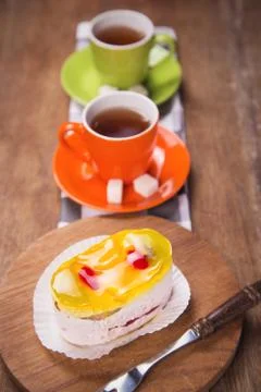 Cake with tea Stock Photos