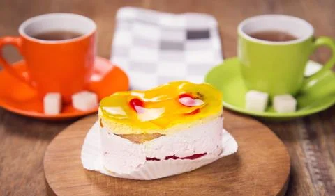 Cake with tea Stock Photos