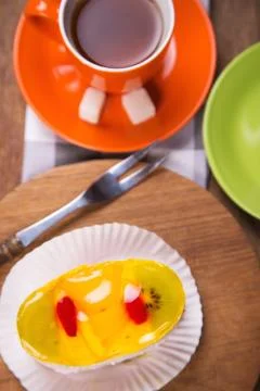 Cake with tea Stock Photos
