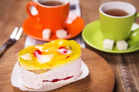 Cake with tea Stock Photos