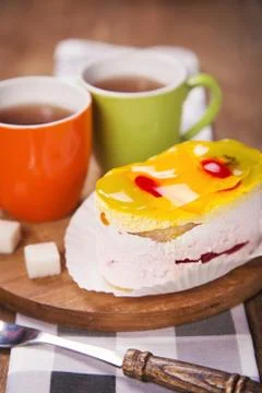 Cake with tea Stock Photos