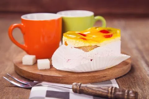 Cake with tea Stock Photos