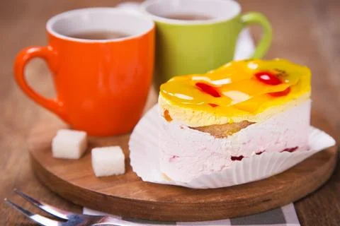 Cake with tea Foto stock