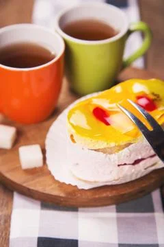 Cake with tea Stock Photos