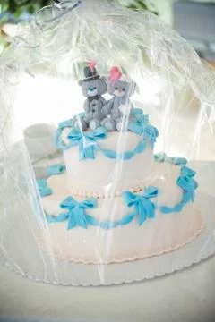Cake with teddy bears Stock Photos