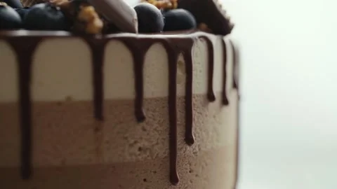Cake with three layers of different taste, different types of chocolate Stock Footage 159369316