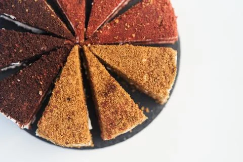 Cake top view on a white background. Stock Photos