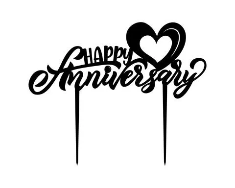 Cake topper Happy Anniversary. Vector calligraphy lettering with heart. Stock Illustration