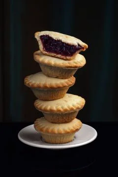 Cake tower, shortbread dough, jam cherry filling Stock Photos