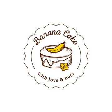 Cake vector logo in vintage style. Dessert  illustration. Bakery label design Stock Illustration