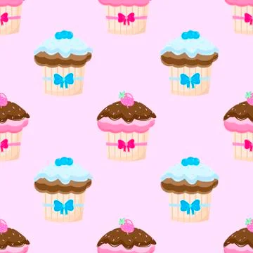 Cake vector seamless pattern Illustrazione stock