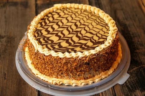 Cake with walnuts and hazelnuts Stock Photos