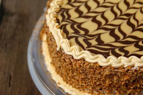Cake with walnuts and hazelnuts Stock Photos