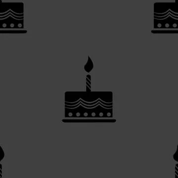 Cake web icon. flat design. Seamless gray pattern. Stock Illustration