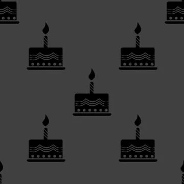 Cake web icon. flat design. Seamless gray pattern. Stock Illustration