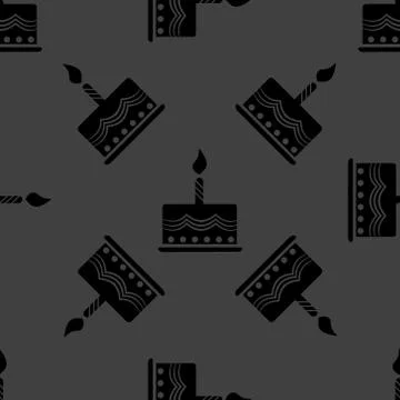 Cake web icon. flat design. Seamless gray pattern. Illustrazione stock