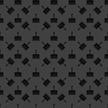 Cake web icon. flat design. Seamless gray pattern. 스톡 일러스트