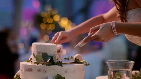 Cake at wedding party Stock Footage 90697717