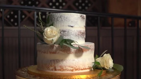 Cake at Wedding Reception Super Slow Motion 120fps Stock Footage 148499679