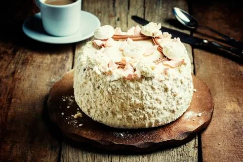Cake of the whipped egg white, selective focus Stock Photos