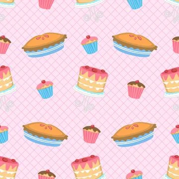 Cakes and pie seamless pattern Stock Illustration